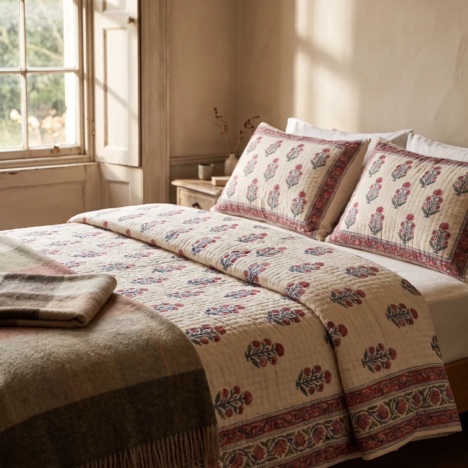 Block Print Duvet Cover — King, Sanganeri Buti