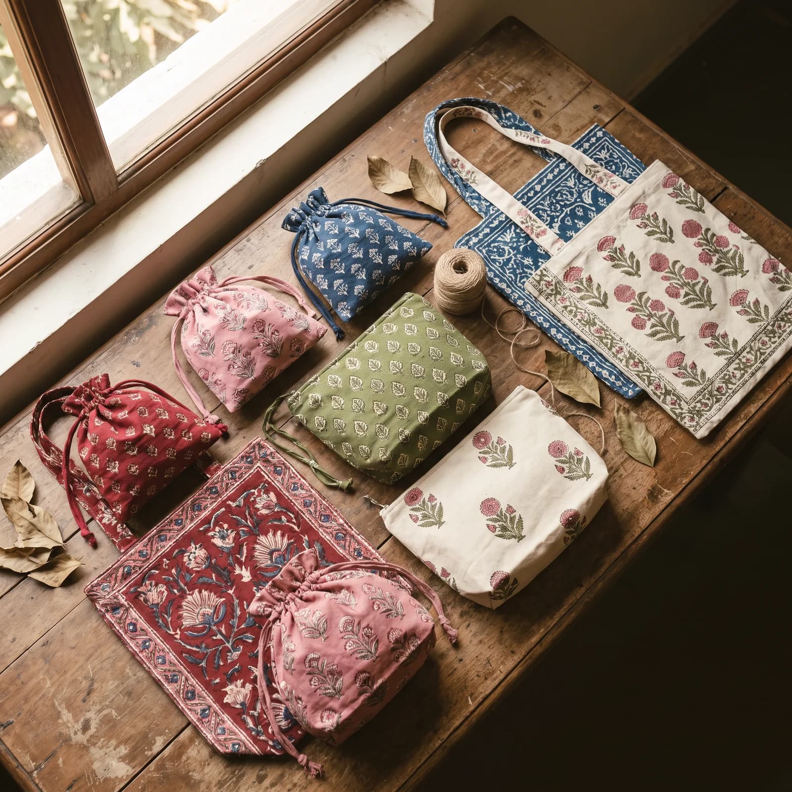 Block Print Potli & Tote — Assorted, Capsule