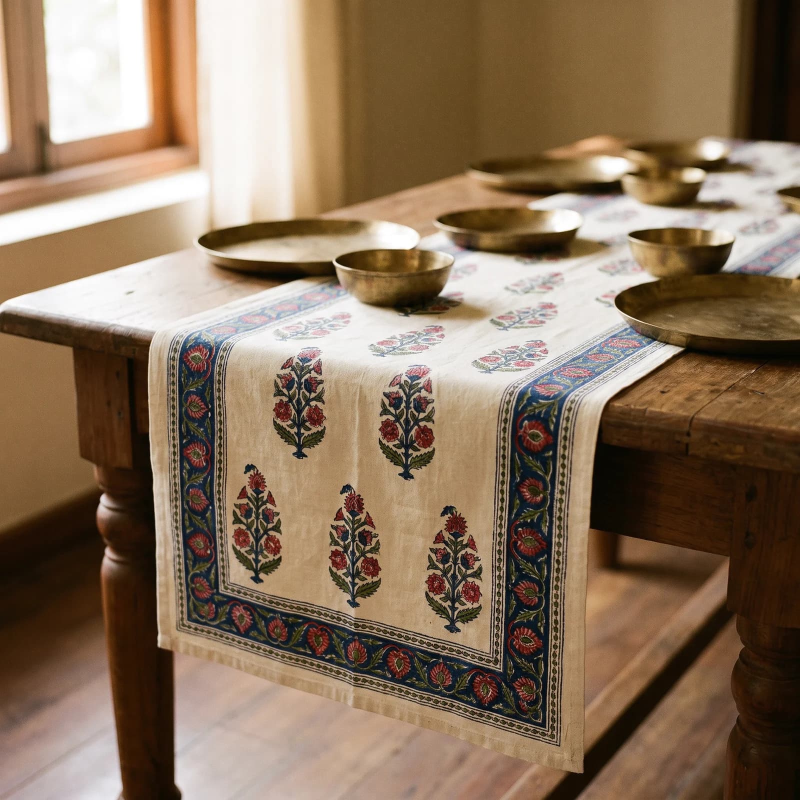 Block Print Table Runner — Indigo Boota