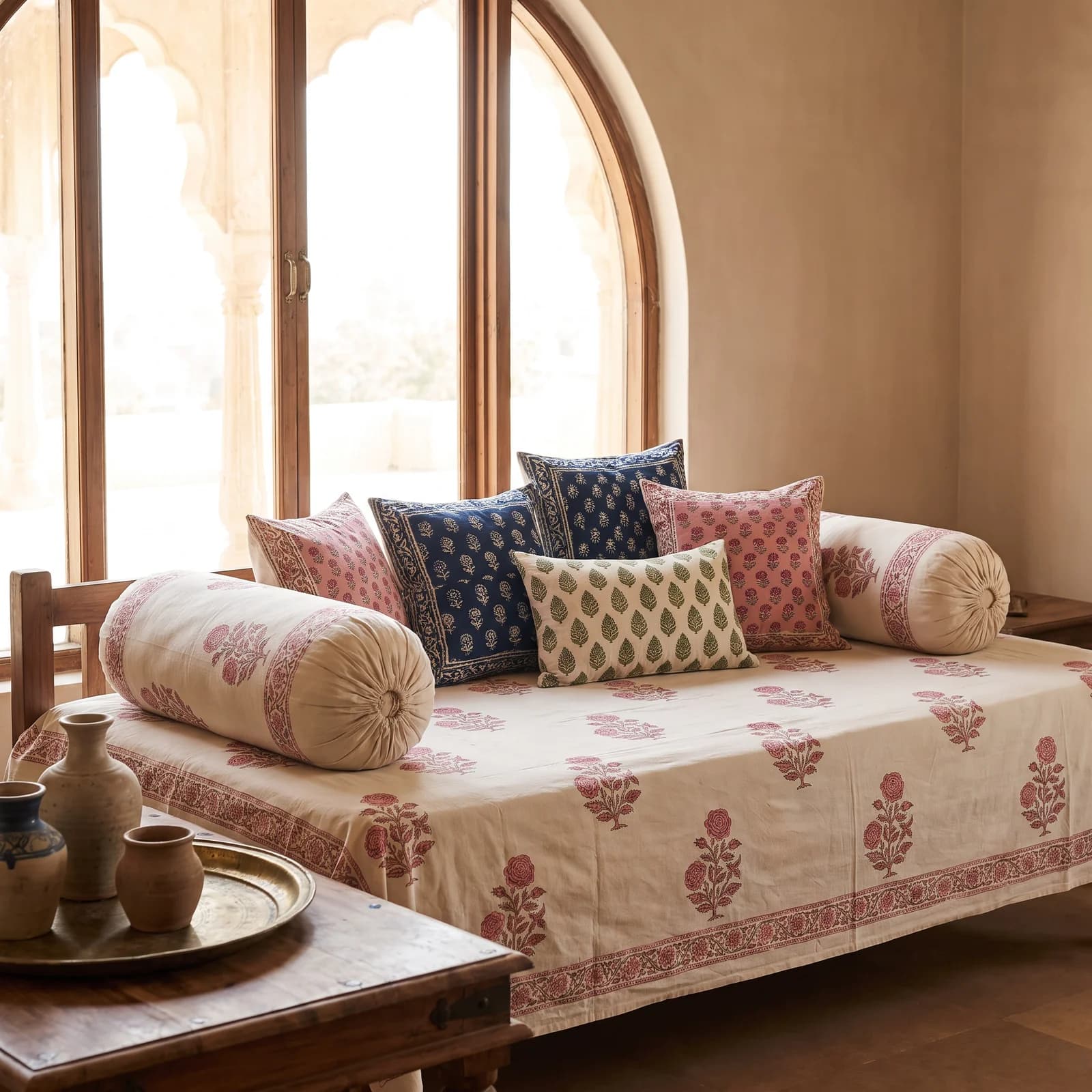 Diwan Set 8-Piece — Sanganeri Rose