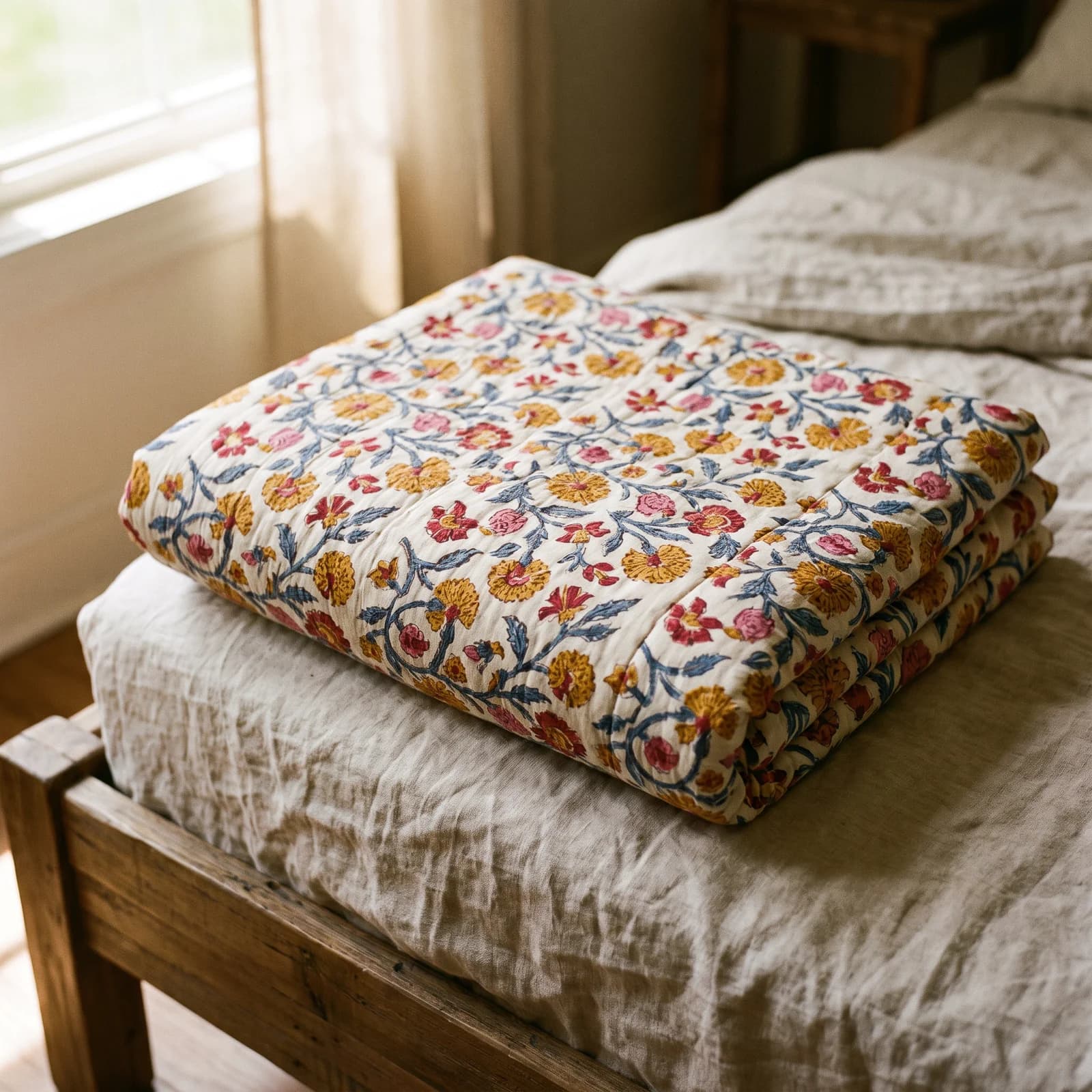 Jaipuri AC Quilt — Single, Marigold