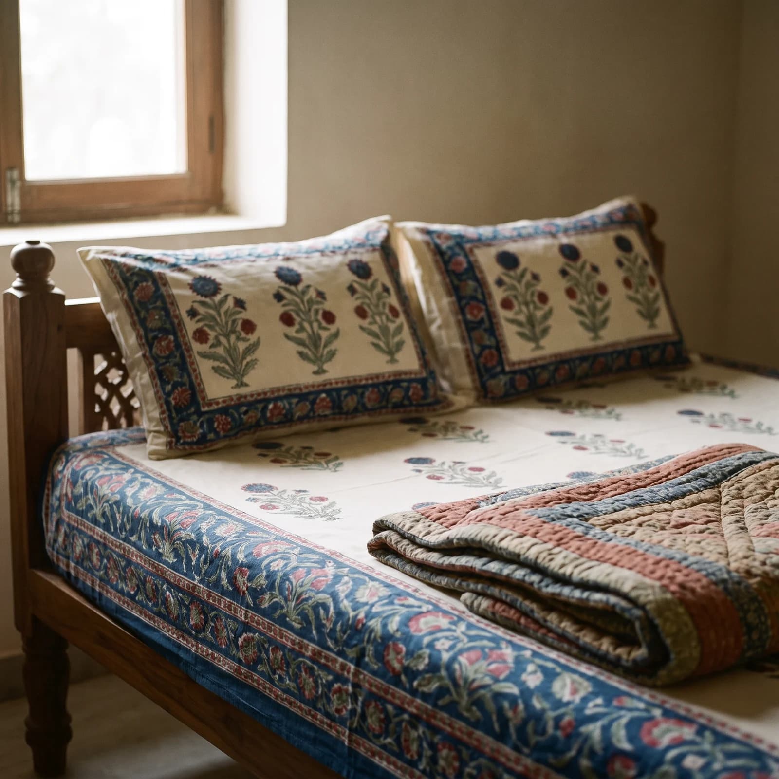 Natural Indigo Signature King Bedsheet + 2 PC — Neel