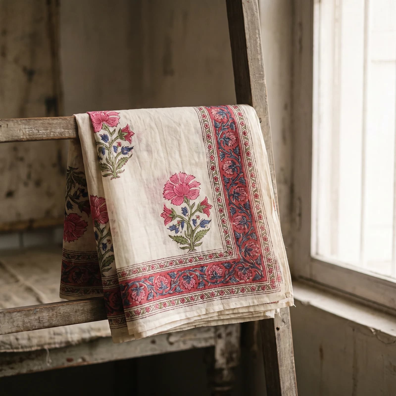 Sanganeri Dupatta Mulmul — Pink Phool