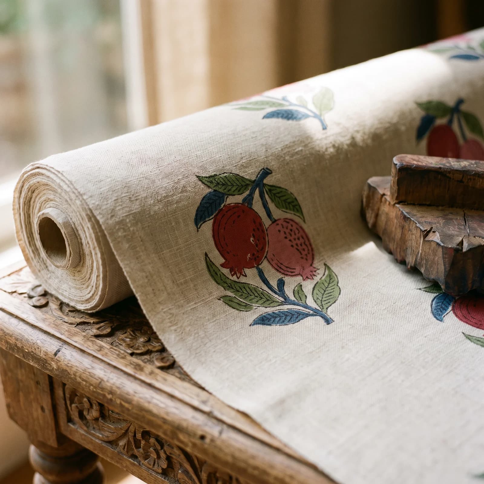Sanganeri Linen Fabric — Sage Bel
